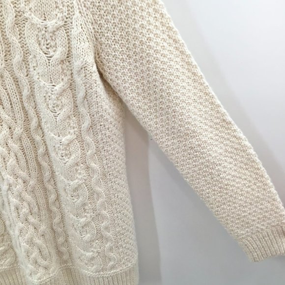 Womens L. Ralph Lauren Chunky Cable Knit Sweater M Ivory Alpaca Wool Preppy L/S - Picture 4 of 11